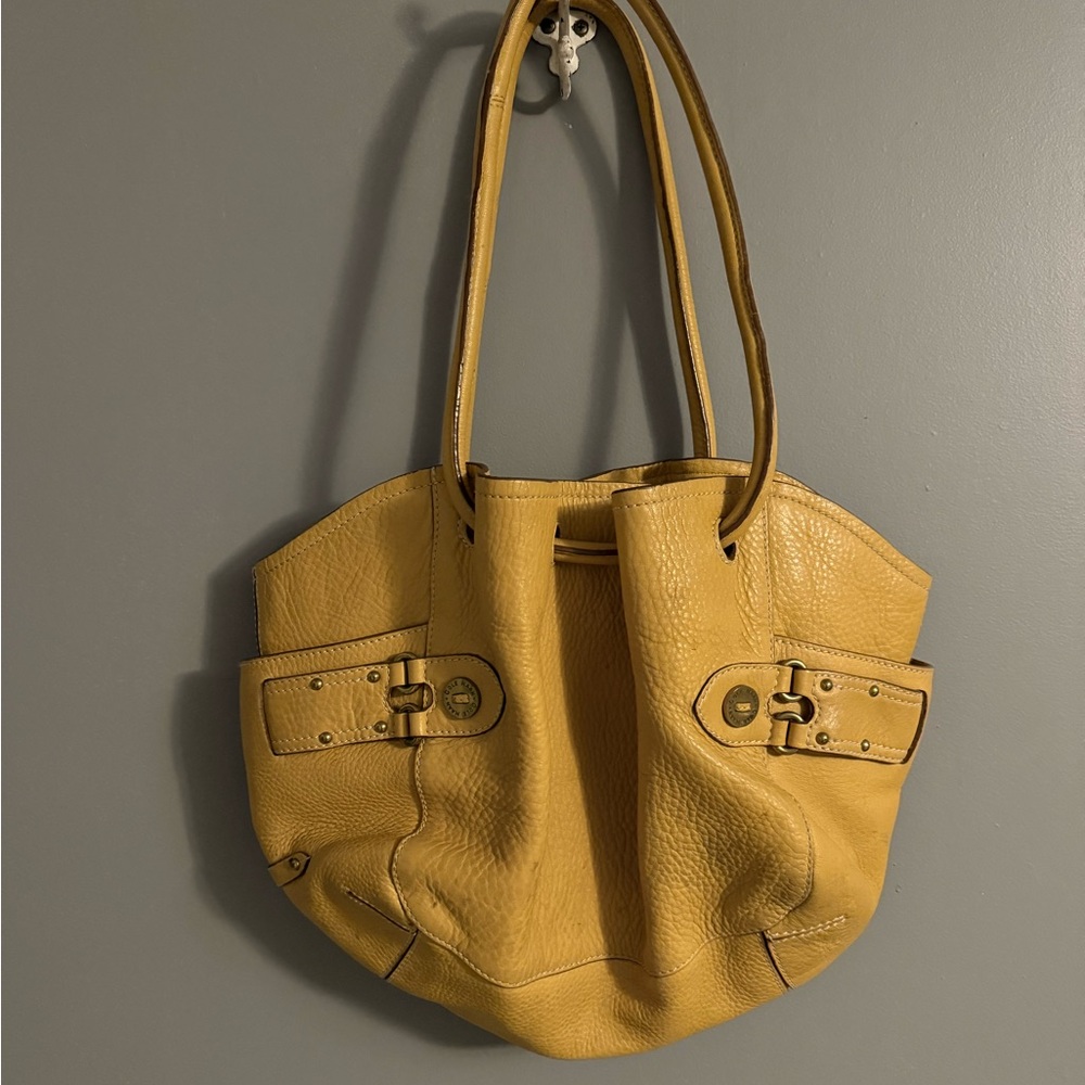 Cole Haan Mustard Leather Bucket Bag